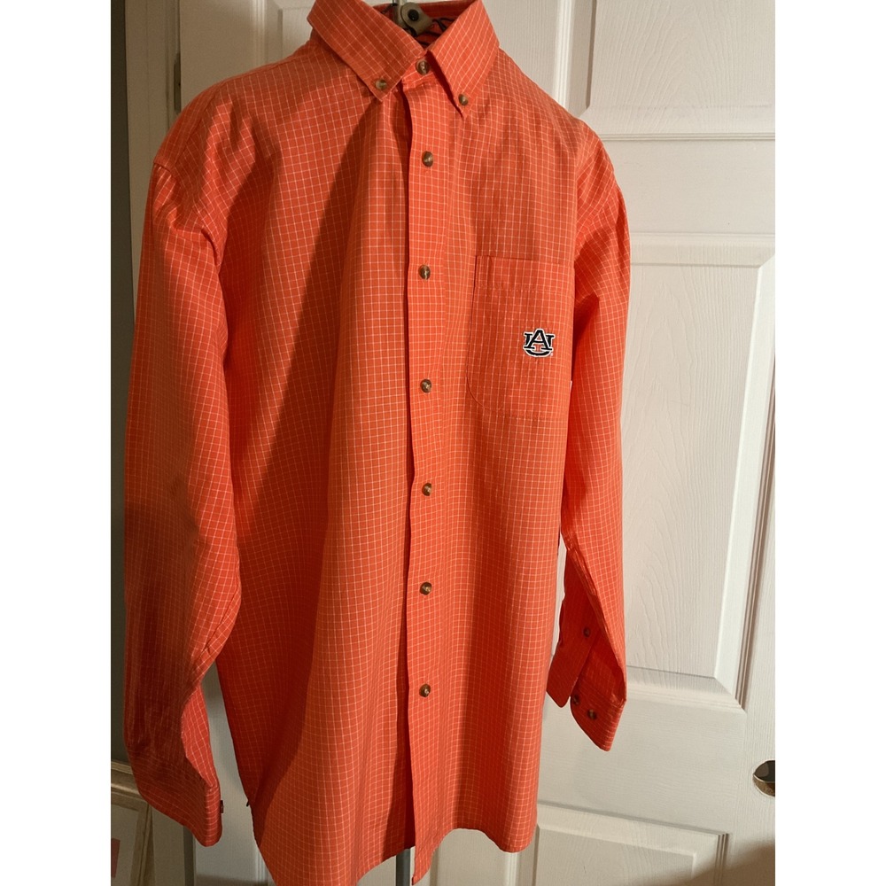 Campus Specialties Auburn Tigers Mens‎ Medium Orange Plaid Button Down Shirt AU